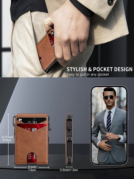 Summer Wins Men's Slim Aluminum Bifold Pop-Up Wallet - RFID-Blocking, 9-13 Card Slots, Money Clip, ID Window, Mens Wallet, Men's Accessories, Father's Day Gift for Him, Father's Day Gifts, Gifts For Boyfriend