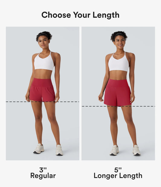 Halara Super High Waisted Back Pocket & Side Hidden Pocket 2-in-1 Yoga Shorts 3'' Fit For Movement Elastane
