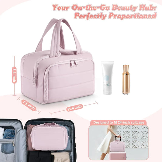 4-in-1 Puffy Travel Toiletry Bag for Women – Large Capacity Makeup Organizer with 4 Compartments, Wet/Dry Separation, Lightweight Waterproof Fabric& Anti-Spill Design, Multi-Functional Cosmetic Bag for Travel, Gym, Bathroom, Gift tts outdoorfun tool, Make