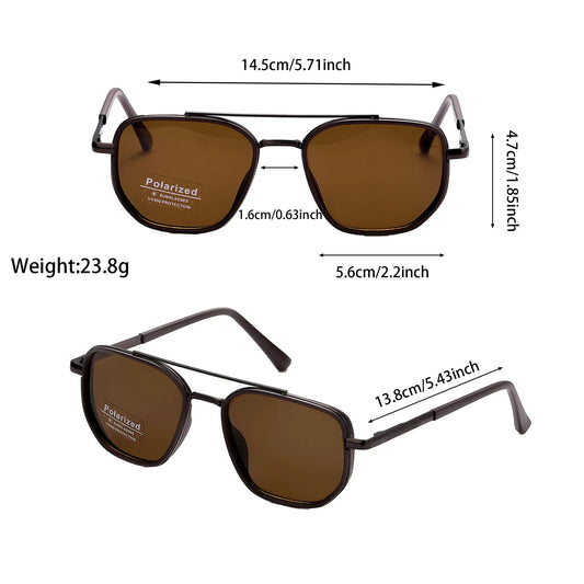 Fashion Geometric Double-Beam Sunglasses - 2026 Fall/Summer Trend, High-Quality Lightweight Durable Metal-Framed Sunglasses, Funky Fashionable Frames Men's Accessory, Boyfriend Birthday Gift, Gifts for Boyfriend, Lightweight Durable Sunglasses, High Quali