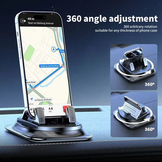 Car phone holder 360 degree rotation, suitablefor car navigation in-car dashboard, horizontaland vertica screen adjustment angle,suctioncup fixed non-slip mobile phone holdersuitable for iPhone and Android
